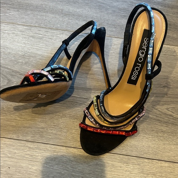 Sergio Rossi Shoes - Sergio Rossi Black Heels with Multicolor Straps 38